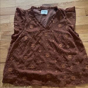 Savanna Jane Rust Brown Patterned Blouse